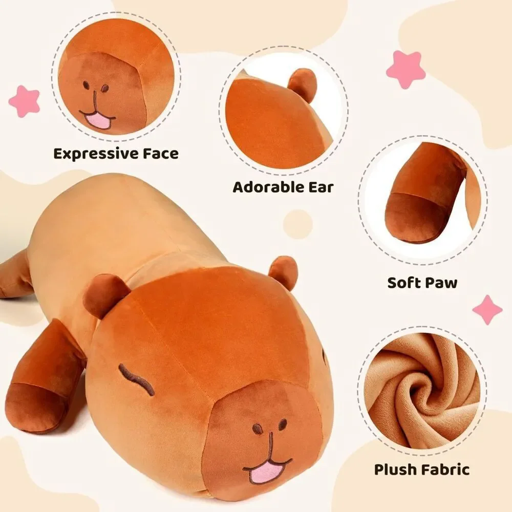 14in Cute Capybara Weighted Stuffed Animal with Beads Soft Sensory Plush Pillow